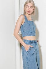 EVER SO SWEET LIGHT INDIGO DENIM TOP - By Baano