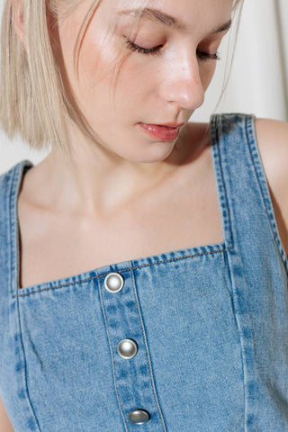EVER SO SWEET LIGHT INDIGO DENIM TOP - By Baano