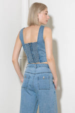EVER SO SWEET LIGHT INDIGO DENIM TOP - By Baano