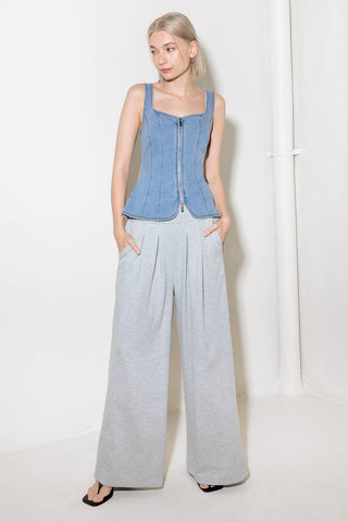 ALMOST ANGELIC LIGHT INDIGO DENIM TOP - By Baano
