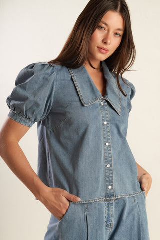 ETERNAL SUNSHINE CHAMBRAY DENIM TOP - By Baano