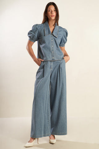ETERNAL SUNSHINE CHAMBRAY DENIM TOP - By Baano