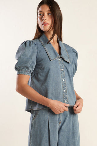 ETERNAL SUNSHINE CHAMBRAY DENIM TOP - By Baano