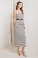 WINDING PATH STRIPED WOVEN TUBE TOP - By Baano