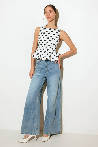 TONAL MOVE WHITE WOVEN TOP - By Baano