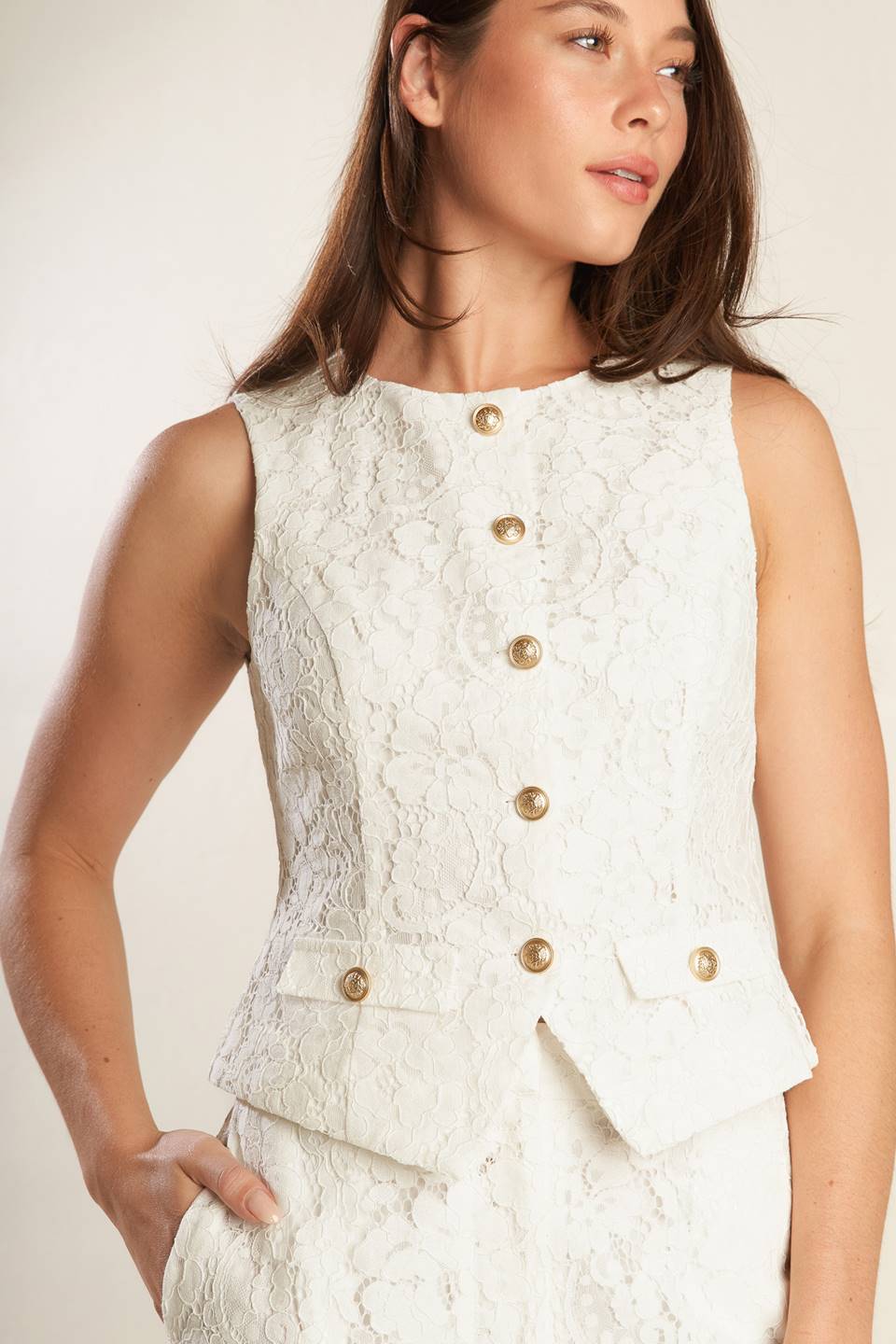 THINK LATER WOVEN LACE VEST - By Baano