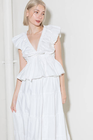SLOW DOWN IN WHITE WOVEN TOP - By Baano