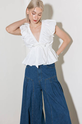 SLOW DOWN IN WHITE WOVEN TOP - By Baano