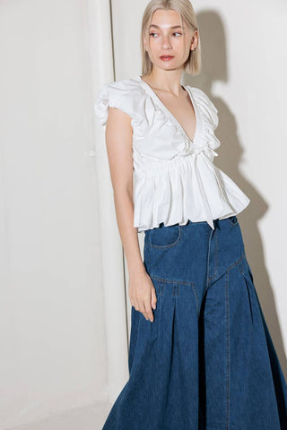 SLOW DOWN IN WHITE WOVEN TOP - By Baano