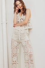 COASTAL BREEZE CROCHET VEST AND PANT SET - By Baano