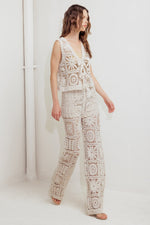 COASTAL BREEZE CROCHET VEST AND PANT SET - By Baano