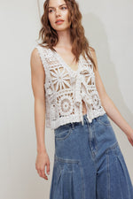 COASTAL BREEZE CROCHET VEST AND PANT SET - By Baano