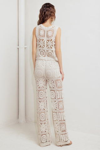 COASTAL BREEZE CROCHET VEST AND PANT SET - By Baano
