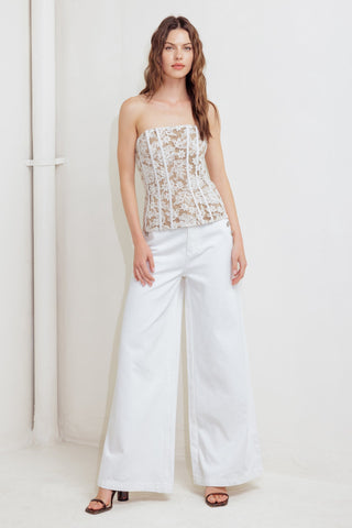 CAFE SOCIETY LOOK WOVEN LACE TOP - By Baano