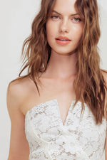 CHANTILLY FLAIR WOVEN LACE TUBE TOP - By Baano