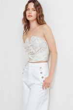 CHANTILLY FLAIR WOVEN LACE TUBE TOP - By Baano