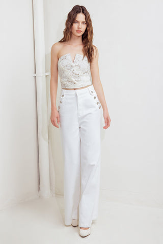 CHANTILLY FLAIR WOVEN LACE TUBE TOP - By Baano