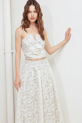 CHANTILLY FLAIR WOVEN LACE TUBE TOP - By Baano