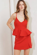MELTED MARSHMALLOW RED WOVEN CAMI TOP - By Baano