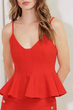 MELTED MARSHMALLOW RED WOVEN CAMI TOP - By Baano