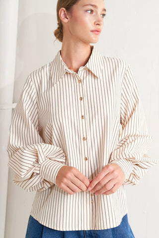 PINSTRIPE CHIC WOVEN TOP - By Baano