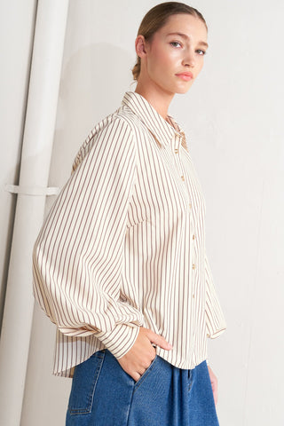PINSTRIPE CHIC WOVEN TOP - By Baano