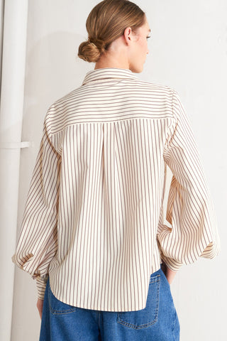 PINSTRIPE CHIC WOVEN TOP - By Baano