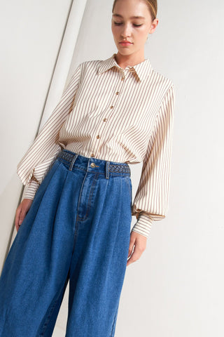 PINSTRIPE CHIC WOVEN TOP - By Baano
