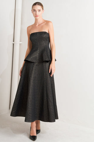 EVENING SCULPT METALLIC THREADED WOVEN TOP Flying Tomato