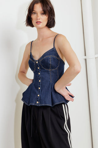 SILENT AUTHORITY DENIM CAMI TOP - By Baano