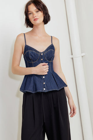 SILENT AUTHORITY DENIM CAMI TOP - By Baano