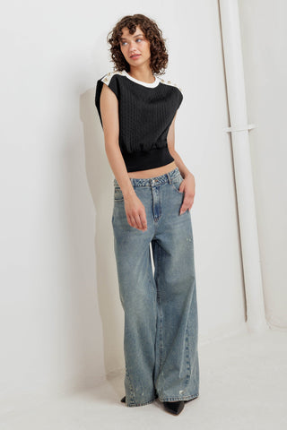 STREET ROMANTIC EDGE KNIT TOP - By Baano