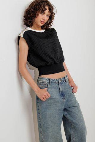 STREET ROMANTIC EDGE KNIT TOP - By Baano
