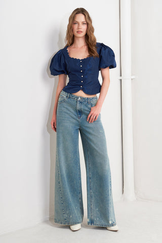 SCALLOP KISS WOVEN TOP - By Baano
