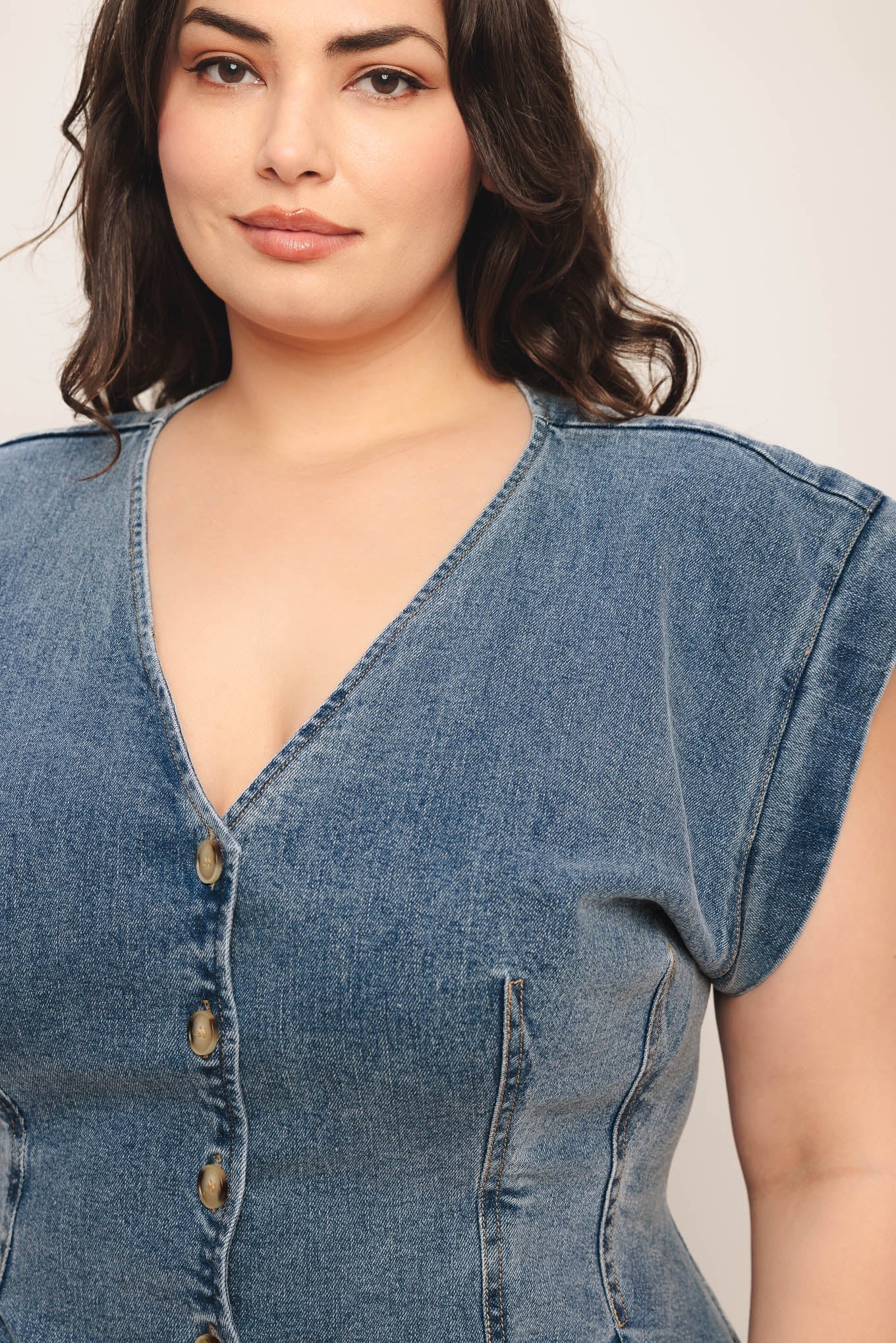 NO SECOND THOUGHT WASHED DENIM TOP