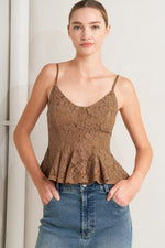 PURELY ROMANTIC WOVEN LACE CAMI TOP