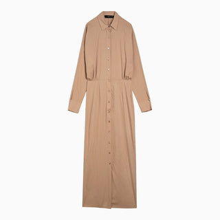 Desert-coloured striped viscose blend chemisier dress - By Baano