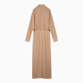 Desert-coloured striped viscose blend chemisier dress - By Baano