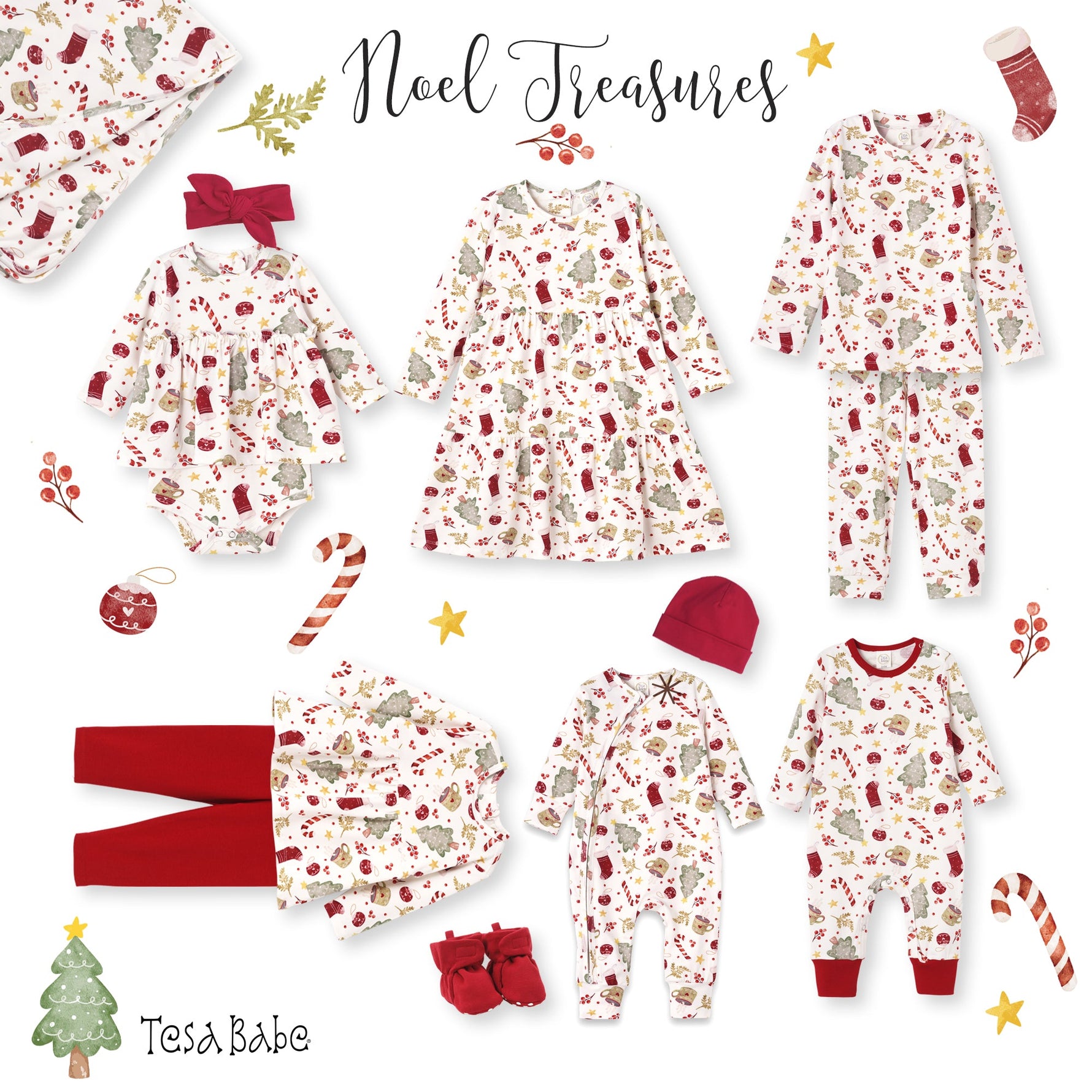 Bamboo Holiday Baby Zip Romper – Christmas One-Piece Pajamas - Noel - By Baano