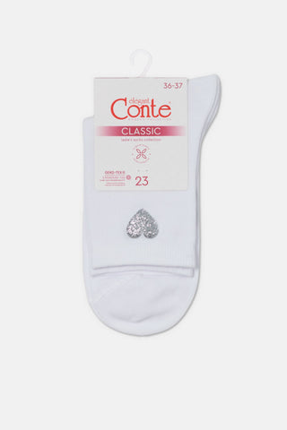 Cotton Socks Conte Classic 427 - Shimmering Heart Pattern - By Baano