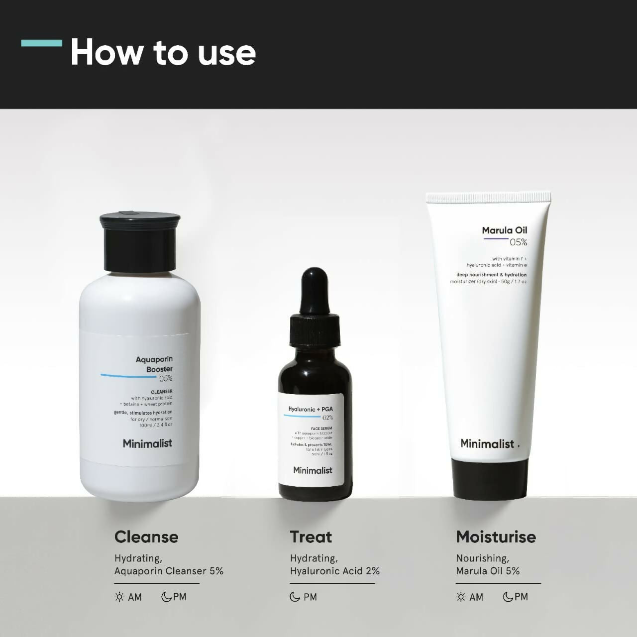 Minimalist Dry Skincare Kit - Face Wash, Moisturizer & Serum