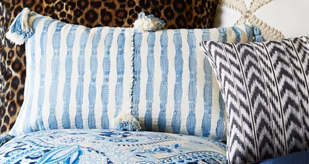 Antigua Pillow- Natural Faded Indigo 20