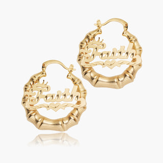 Bamboo Crown Name Earrings