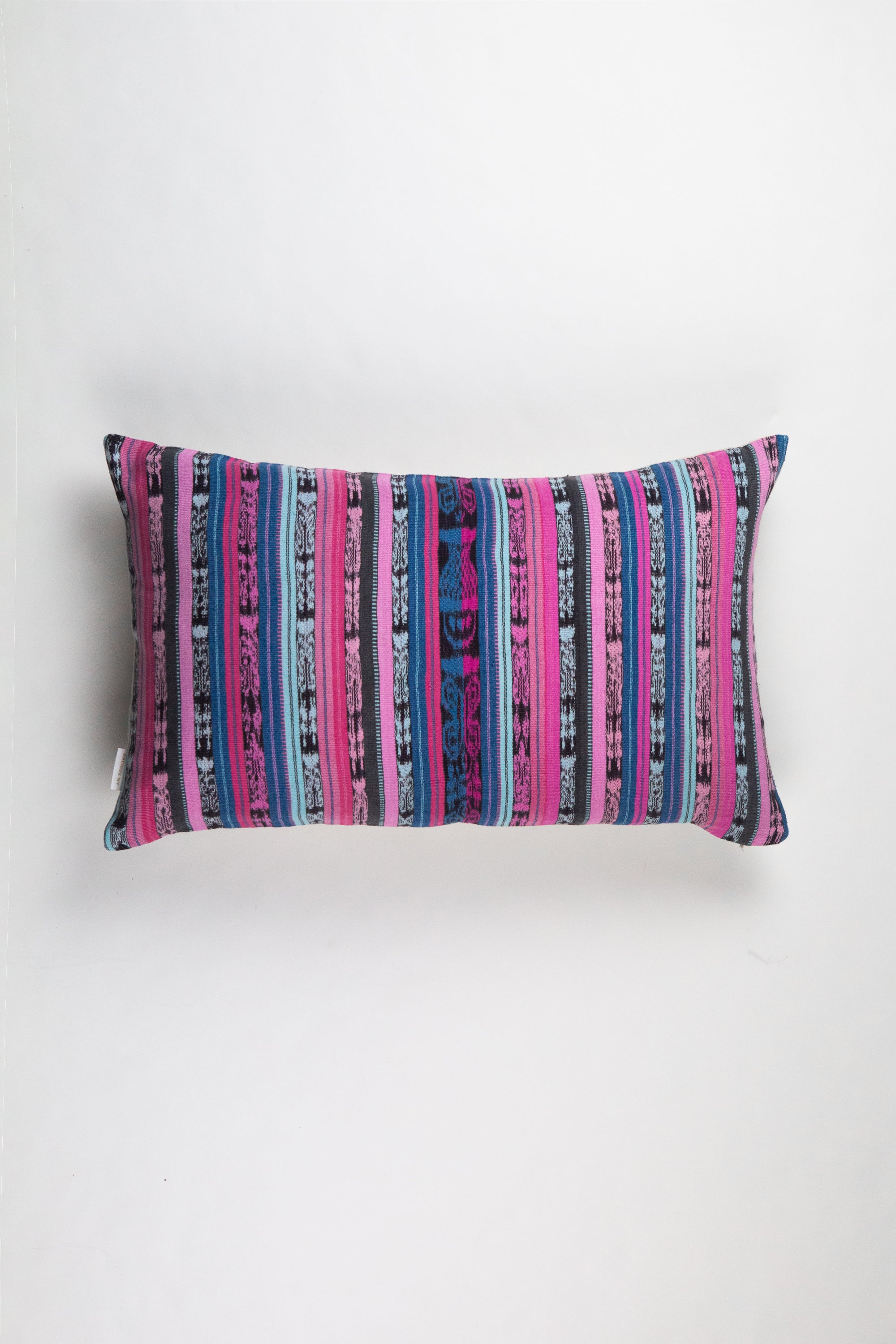 Vintage 90s Pink and Blue Ikat Rainbow Pillow