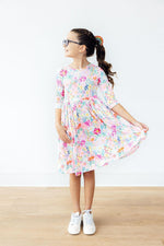 Field of Flowers 3/4 Sleeve Pocket Twirl Dress