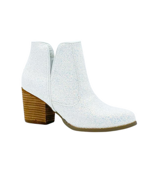 Fiera Glitter Booties in White - By Baano