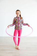 Flexible Floral Full-Zip Ruffle Active Jacket