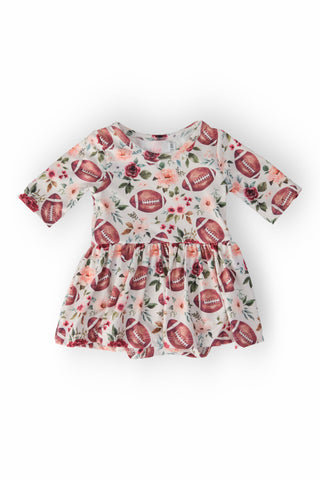 Footballs & Flowers 3/4 Sleeve Twirl Bodysuit - By Baano
