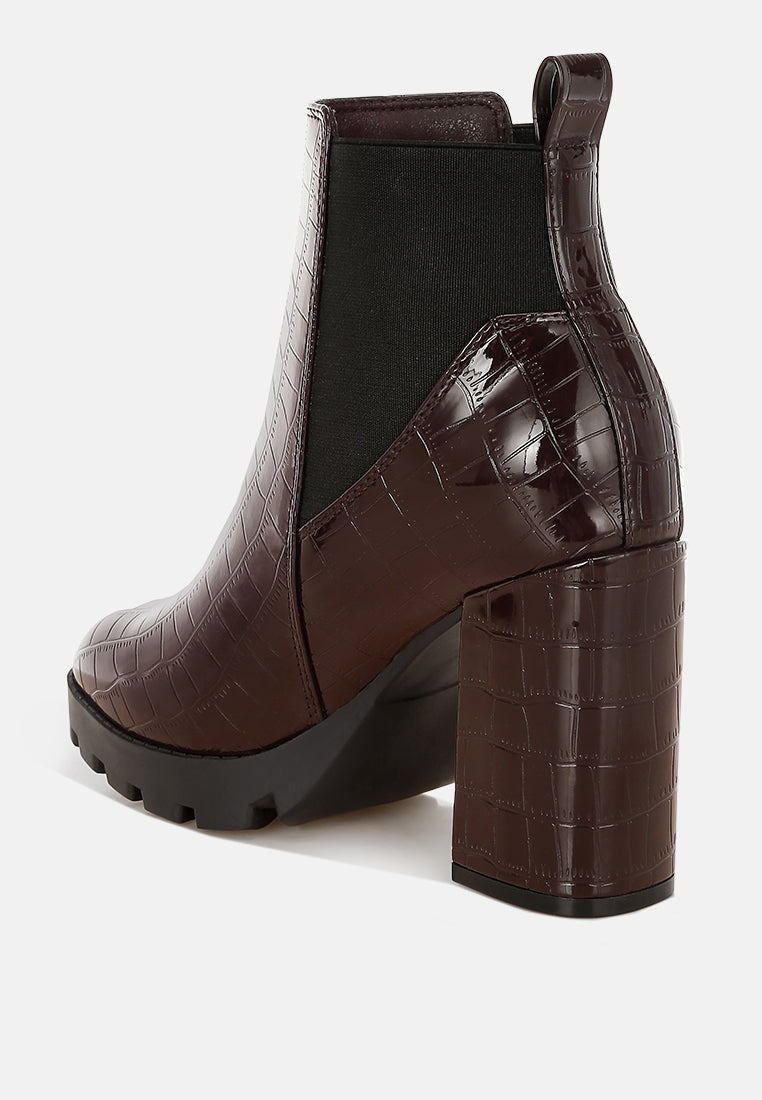 Foxy Faux Leather Croc Chelsea Boots