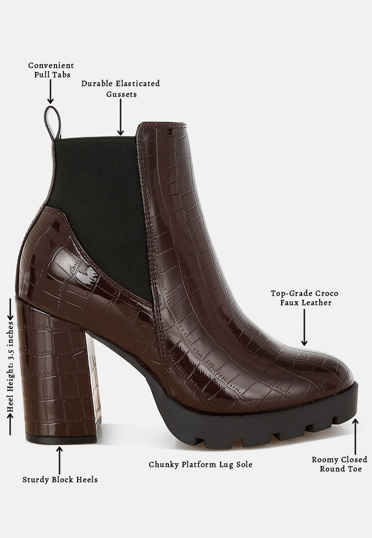 Foxy Faux Leather Croc Chelsea Boots